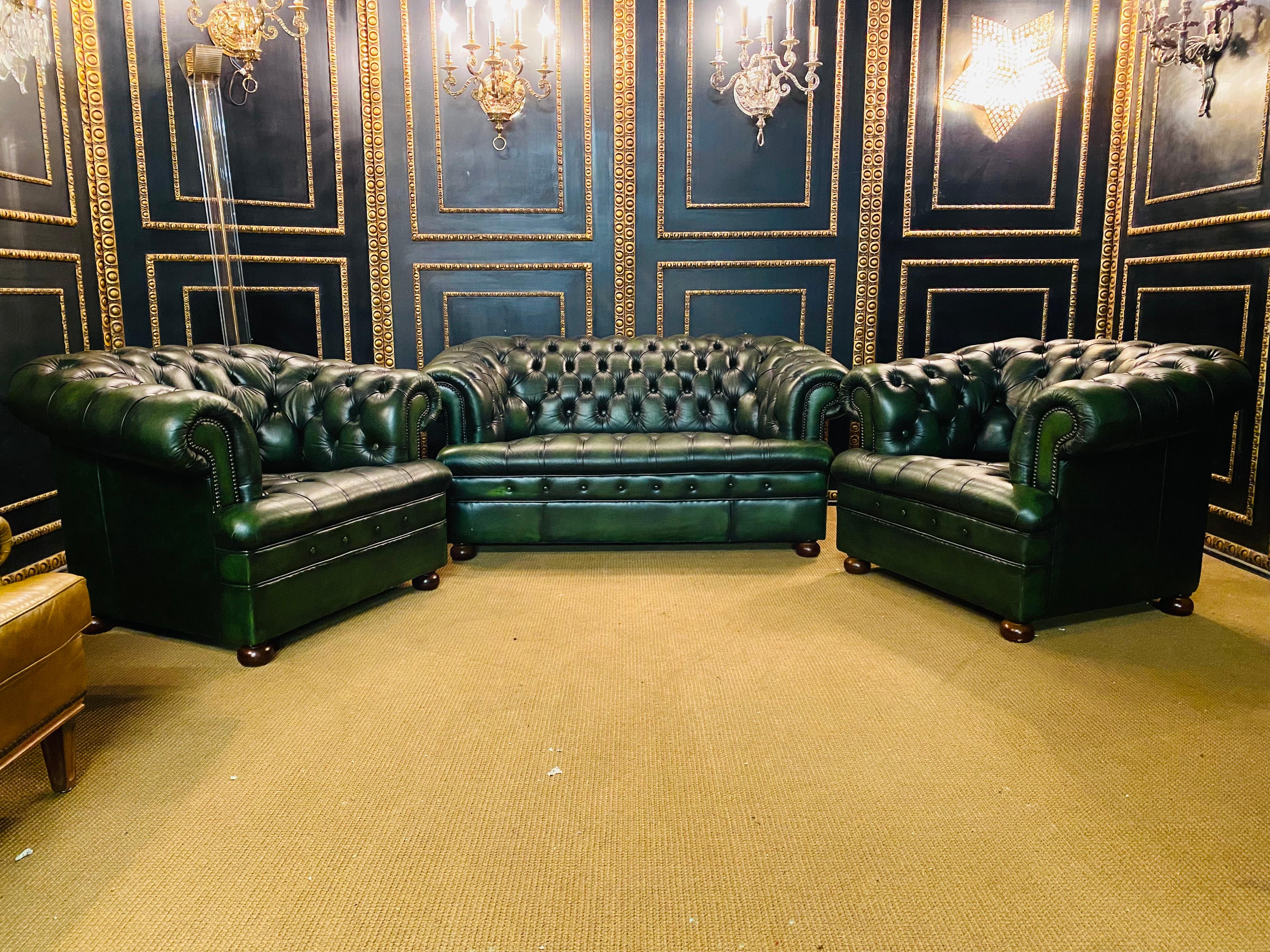 green chesterfield chair