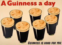 Original Vintage Guinness Advertising Poster Guinness A Day Seven Pints Gilroy