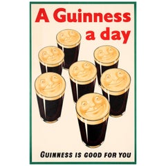 Original Vintage Guinness Is Good For You Poster A Guinness A Day Beer Drink Ad