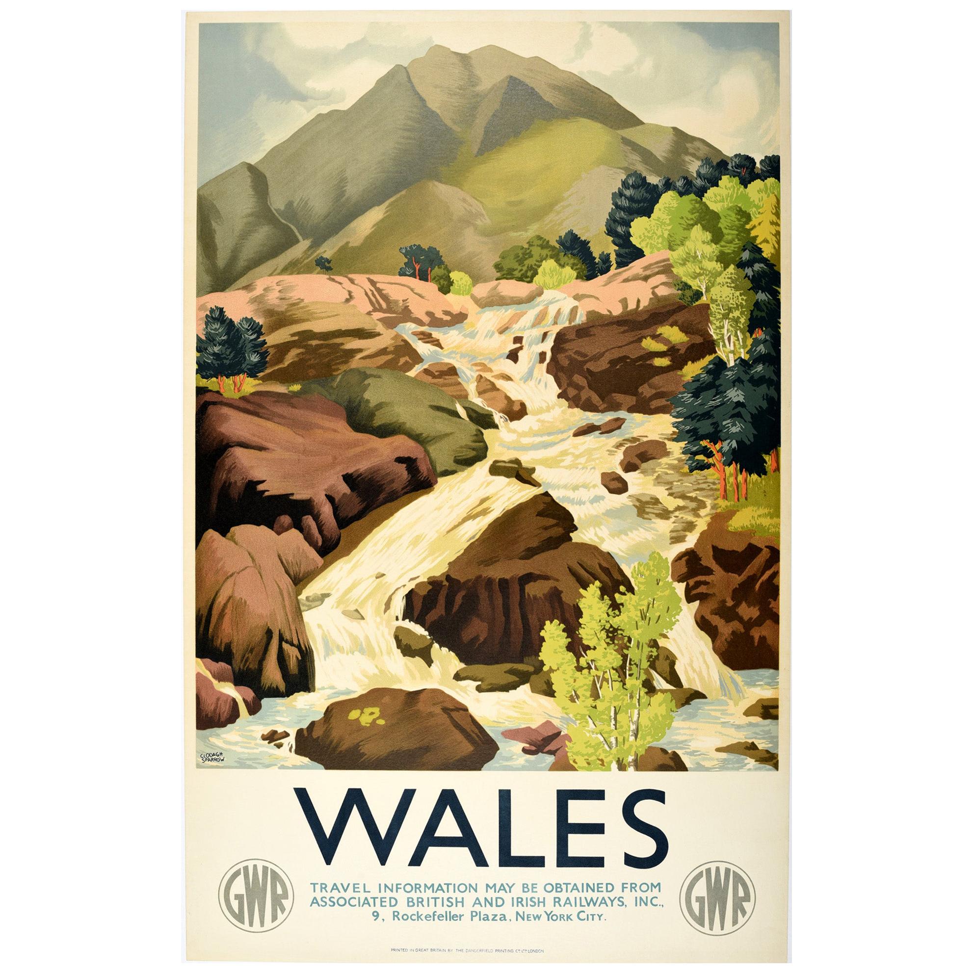 Original Vintage GWR Great Western Railway Poster Wales Scenic Countryside View