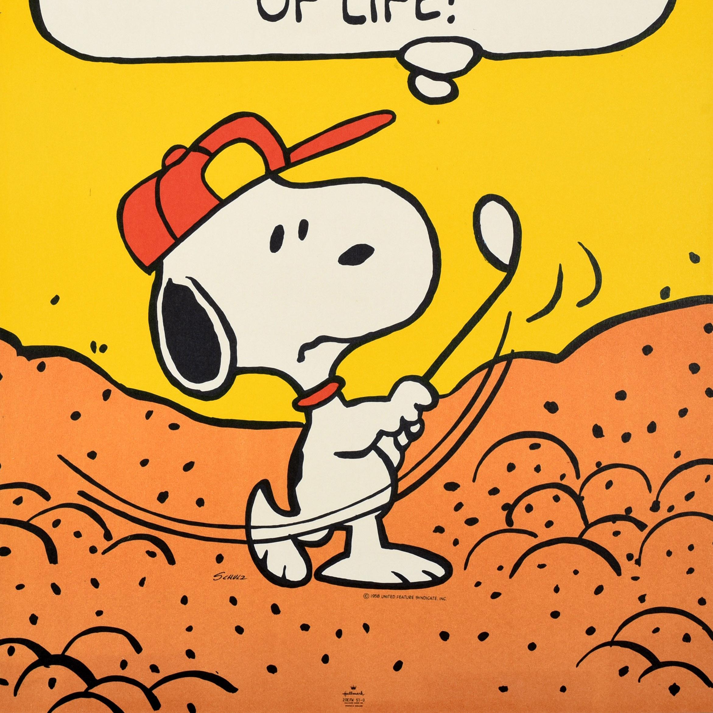 Poster Hallmark originale d'epoca Snoopy Golf Mondays Sand Trap Cartoon Dog In condizioni buone in vendita a London, GB
