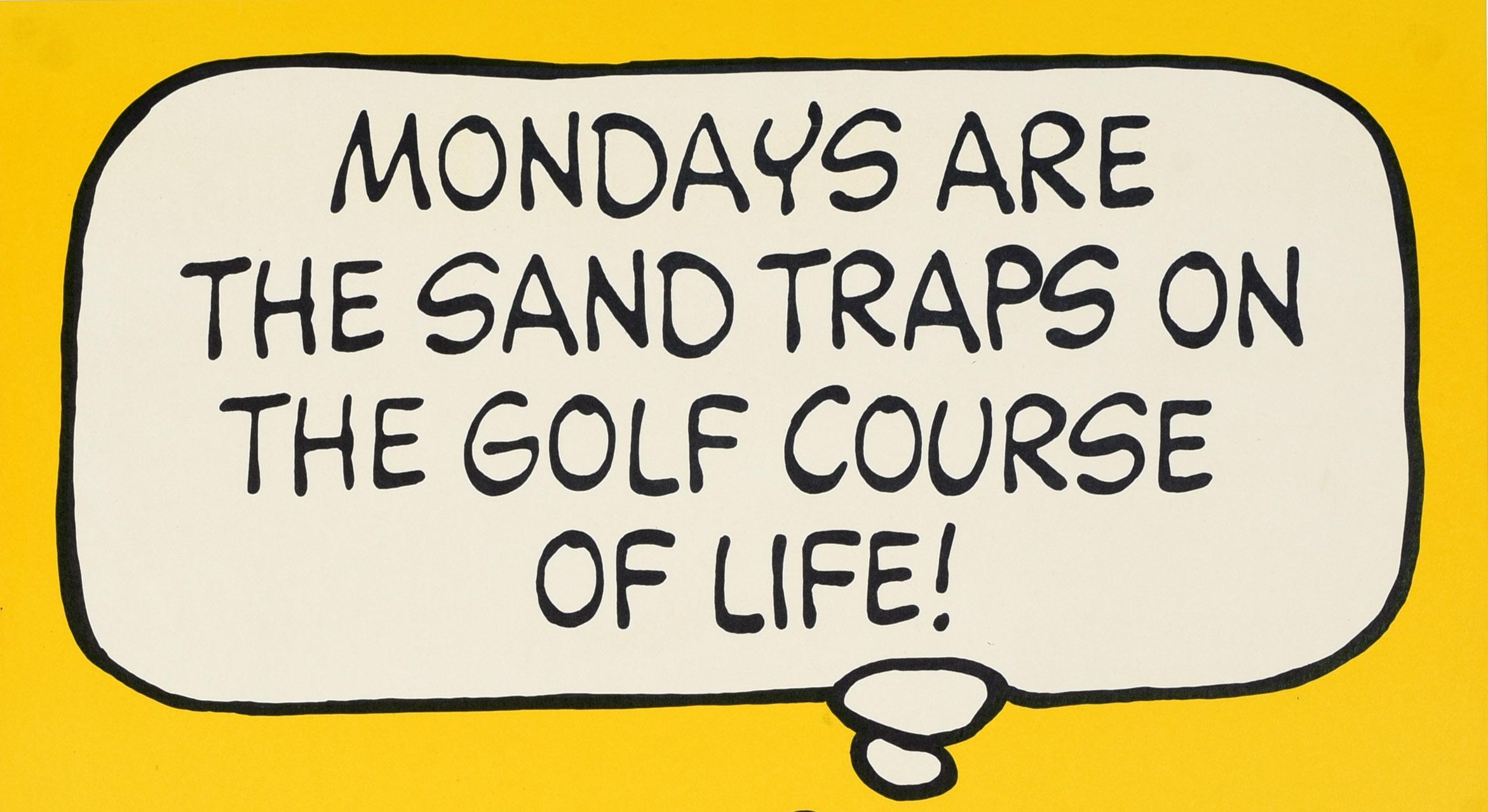 Metà XX secolo Poster Hallmark originale d'epoca Snoopy Golf Mondays Sand Trap Cartoon Dog in vendita