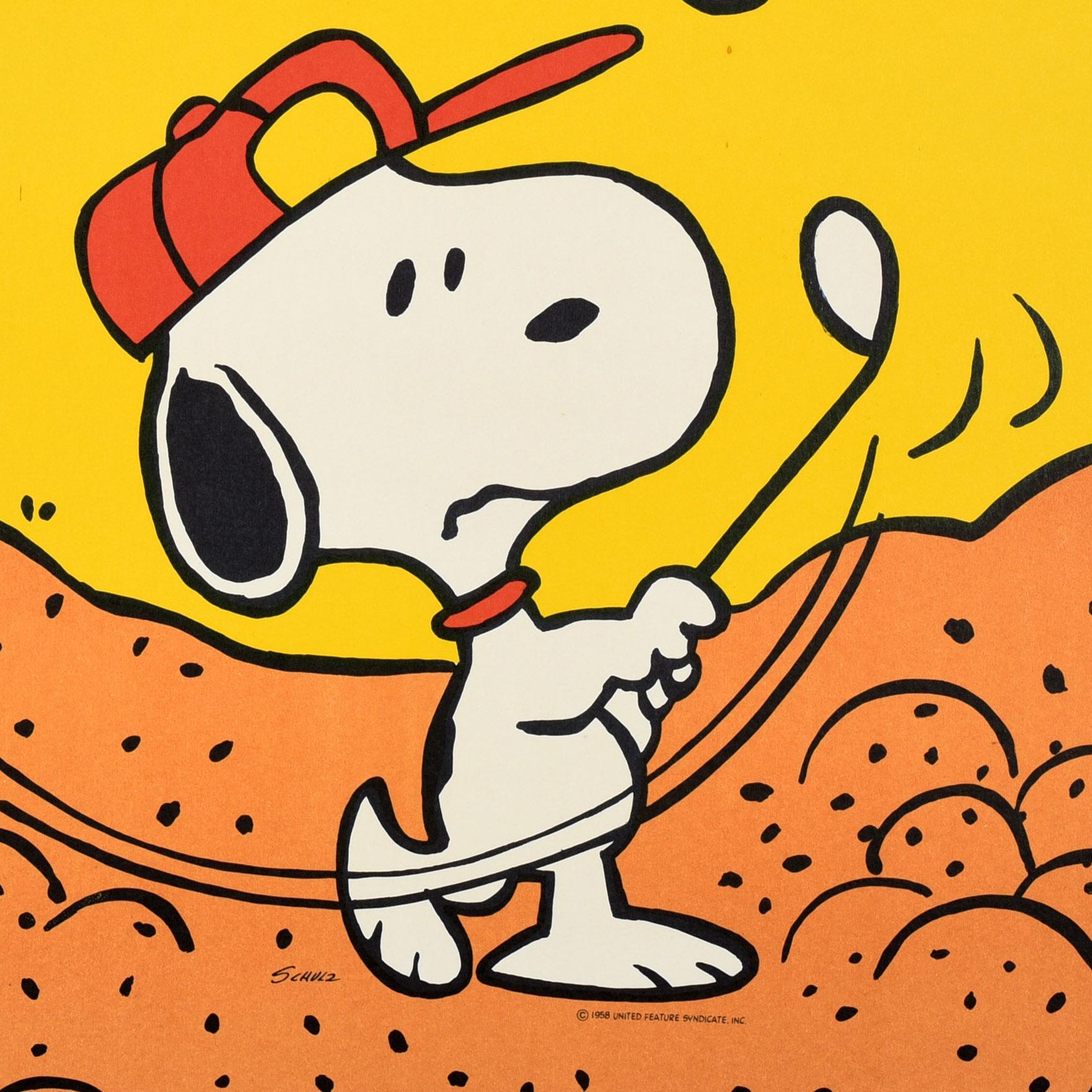 Carta Poster Hallmark originale d'epoca Snoopy Golf Mondays Sand Trap Cartoon Dog in vendita