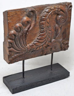 Original Vintage Hand-Carved Relief Panel Fragment depicting a Bird