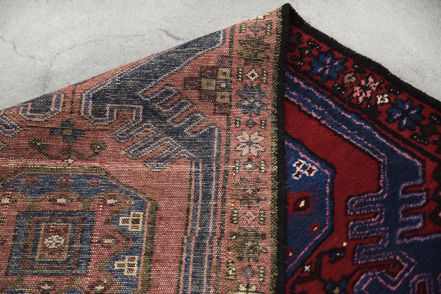 Mid-20th Century Original Vintage Hand-Woven Oriental Persian Carpet Hamadan Rug from Ikea, 1960s For Sale
