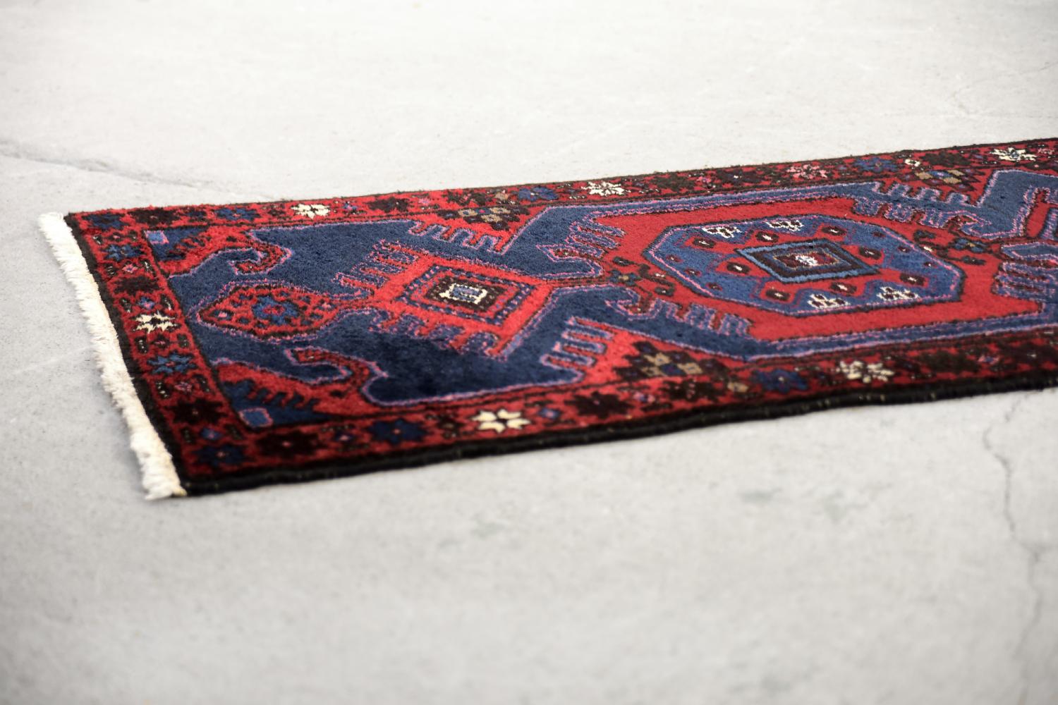 Wool Original Vintage Hand-Woven Oriental Persian Carpet Hamadan Rug from Ikea, 1960s For Sale