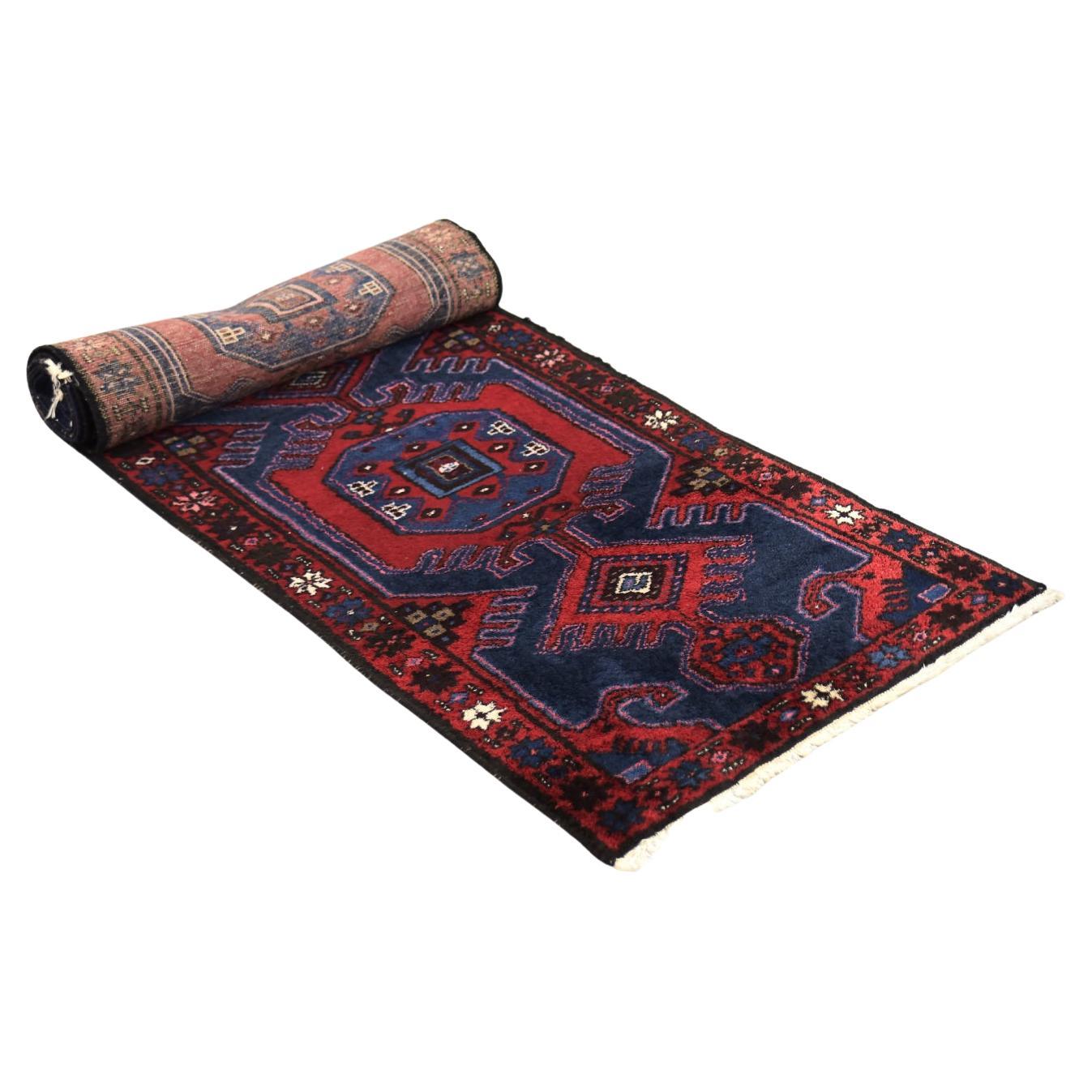 Original Vintage Hand-Woven Oriental Persian Carpet Hamadan Rug from Ikea, 1960s For Sale
