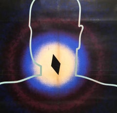 Poster originale d'epoca sui farmaci per la salute Wybert Art Deco, disegno di una pastiglia per la gola