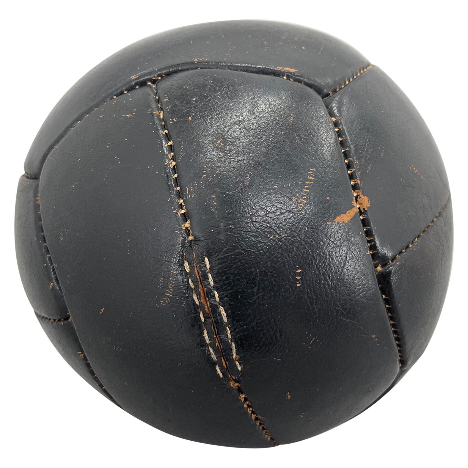 Palla da allenamento in pelle pesante originale d'epoca con una bella patina, la palla