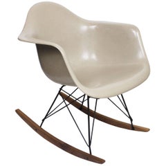 Original Vintage Herman Miller Fiberglass Shell Rocking Chair Rocker in Greige