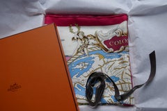 Original Vintage Hermes 100% Pañuelo "Les Amériques" primer número 1992