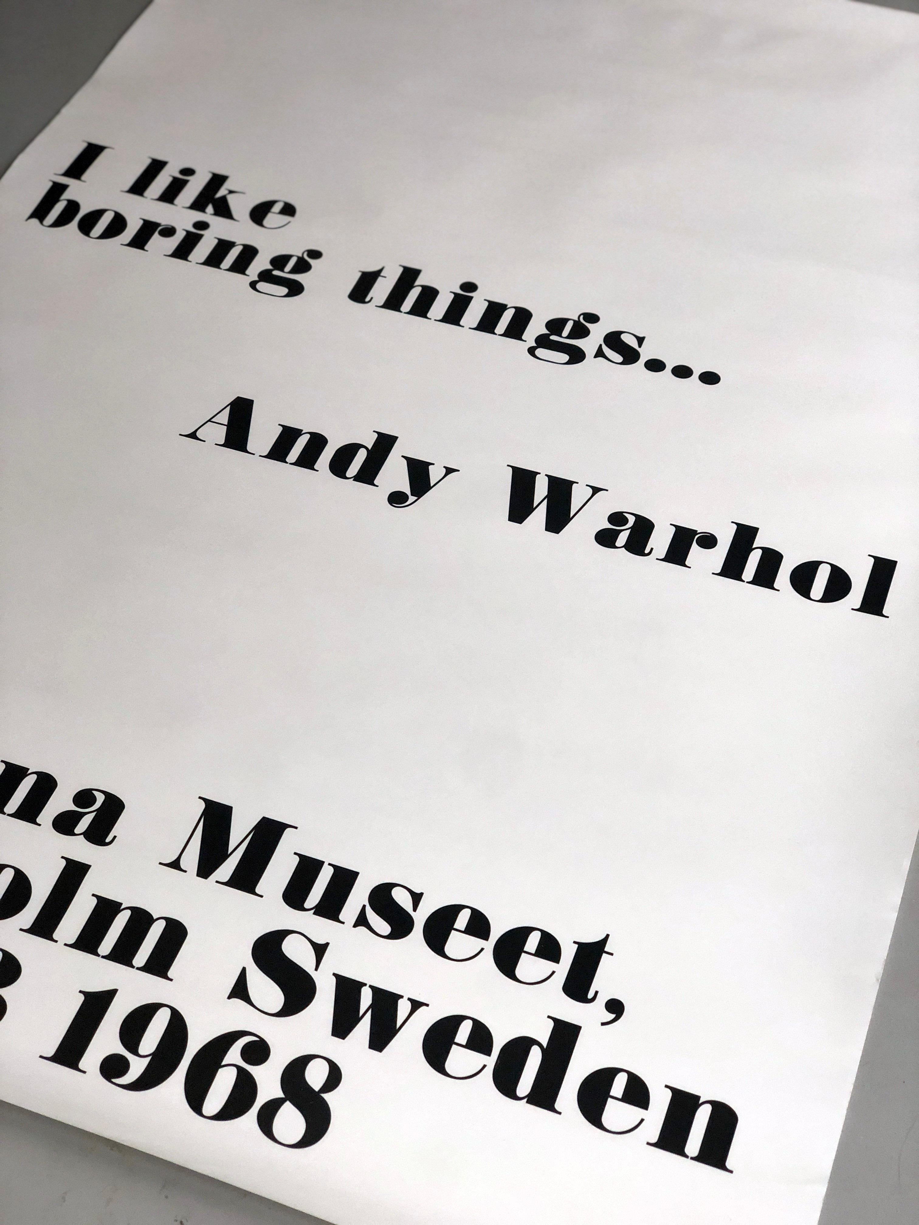 Autre Affiche d'exposition originale « I Like Boring Things » d'Andy Warhol, 1968  en vente