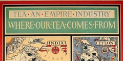 Original Vintage Illustrated Map Poster Empire Industry Where Our Tea Comes From