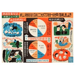 Original-Vintage- Information-Poster, „Neues Steuersystem Kyoto“, Japan, Illustration, Kunst