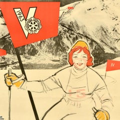 Original Vintage International Sport Event Poster Winter Spartakiad Latvia USSR