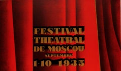 Original Vintage Intourist Poster by Zhukov for the Moscow Theatre Festival 1935