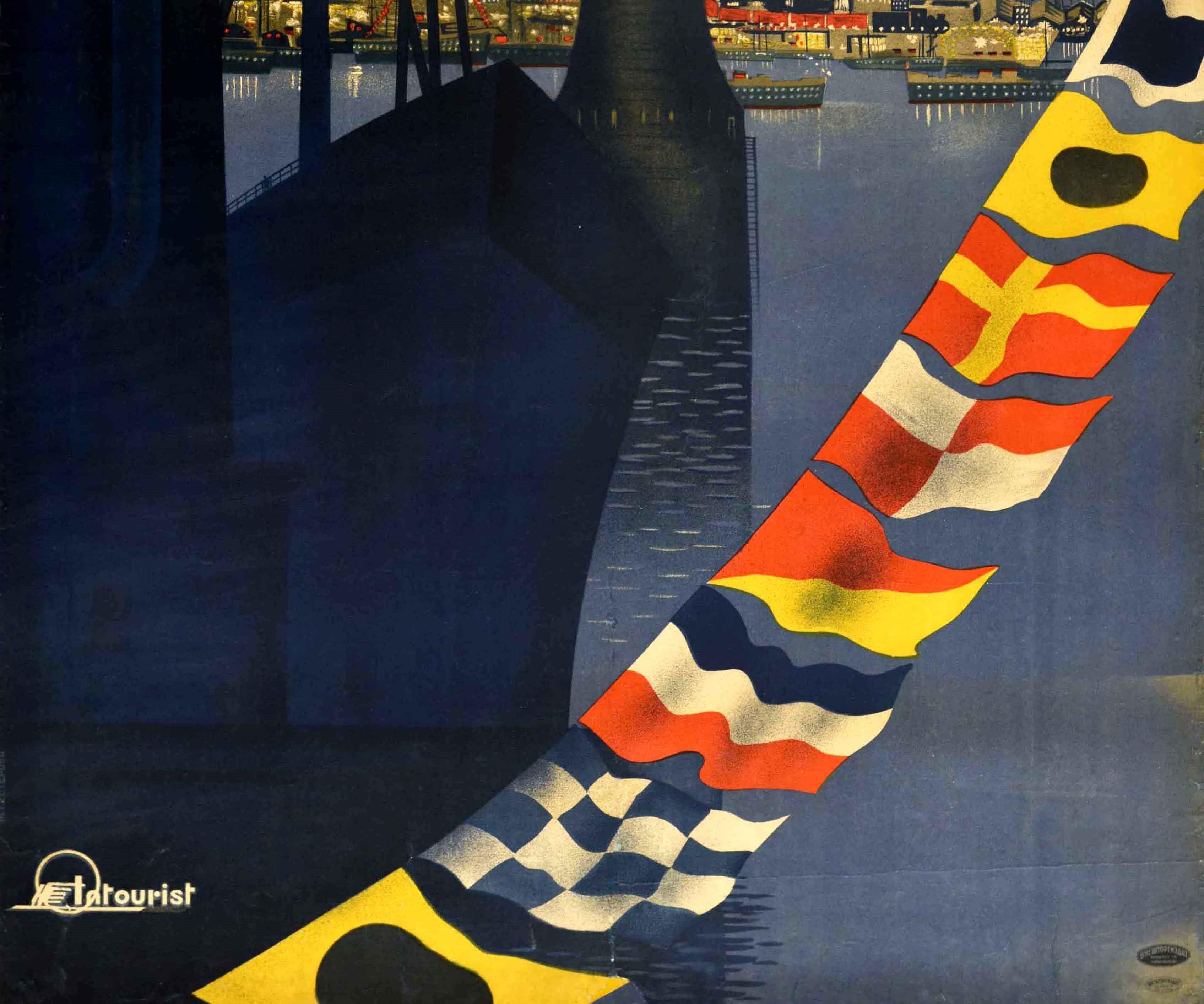 Affiche rétro originale d'un tourisme pour Odessa, URSS, Black Sea Port City, Art de voyage État moyen - En vente à London, GB
