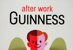 Original Vintage Irish Stout Drink Poster Guinness After Work Midcentury Design