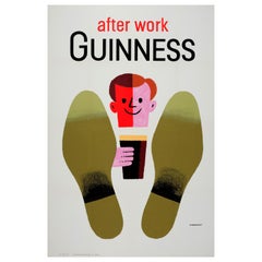 Original Vintage Irish Stout Drink Poster Guinness After Work Midcentury Design