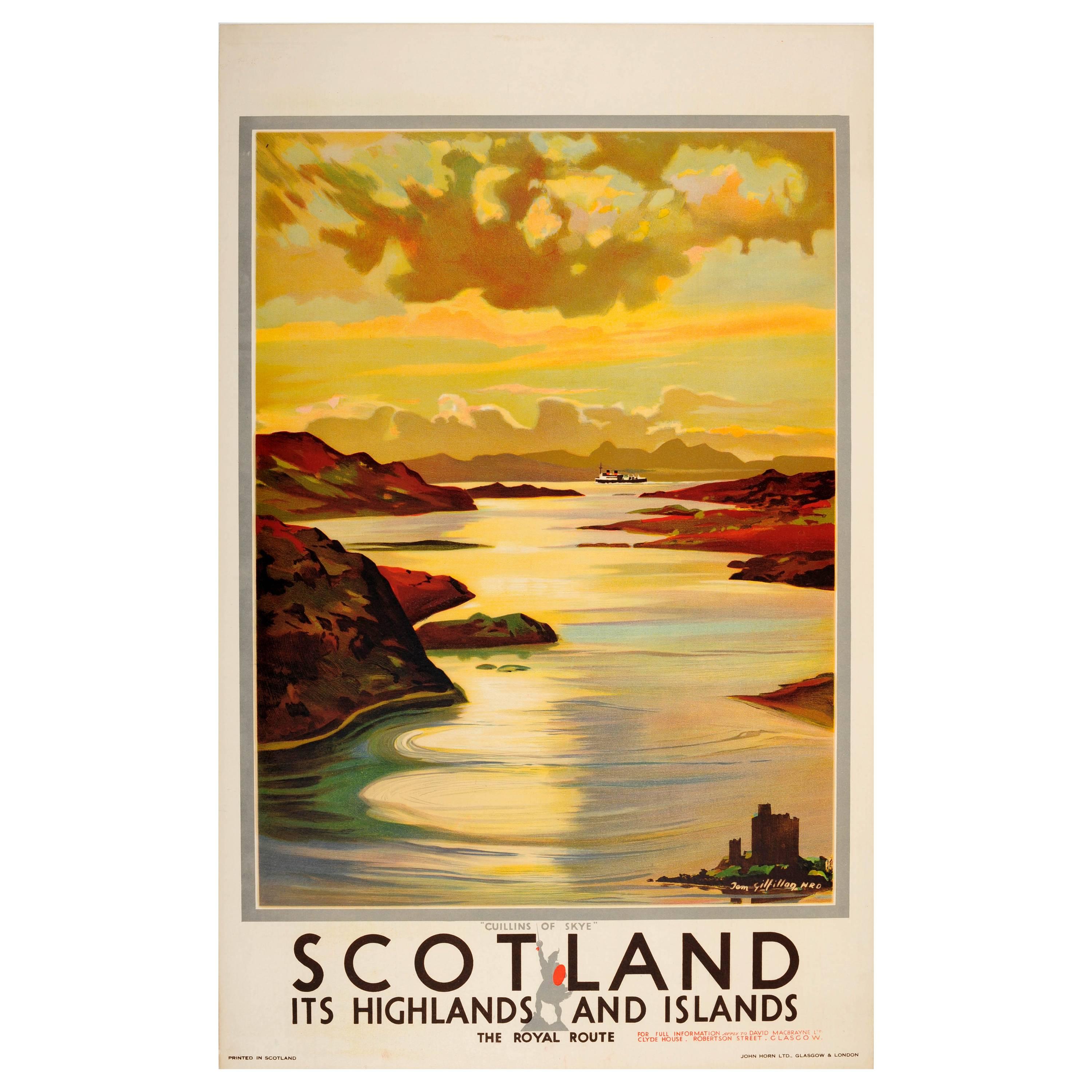 Original Vintage Isle of Skye Poster Scotland Highlands and Islands Royal Route