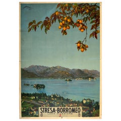 Original Vintage Italy Travel Poster Stresa Borromeo Lake Maggiore Islands ENIT