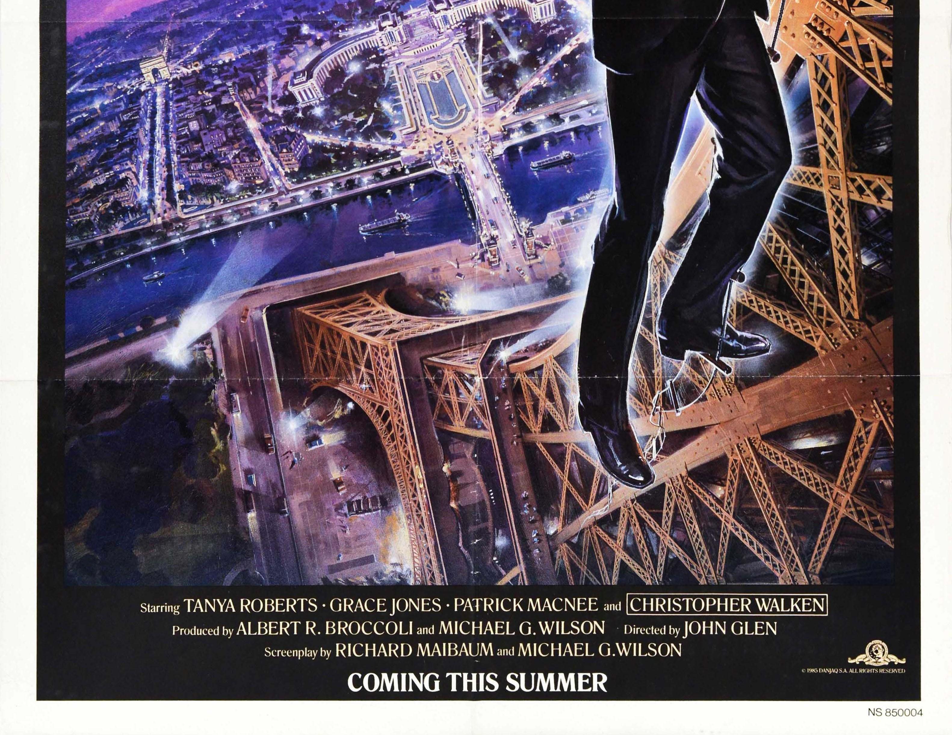 American Original Vintage James Bond Film Poster A View To A Kill Eiffel Tower Movie Art For Sale