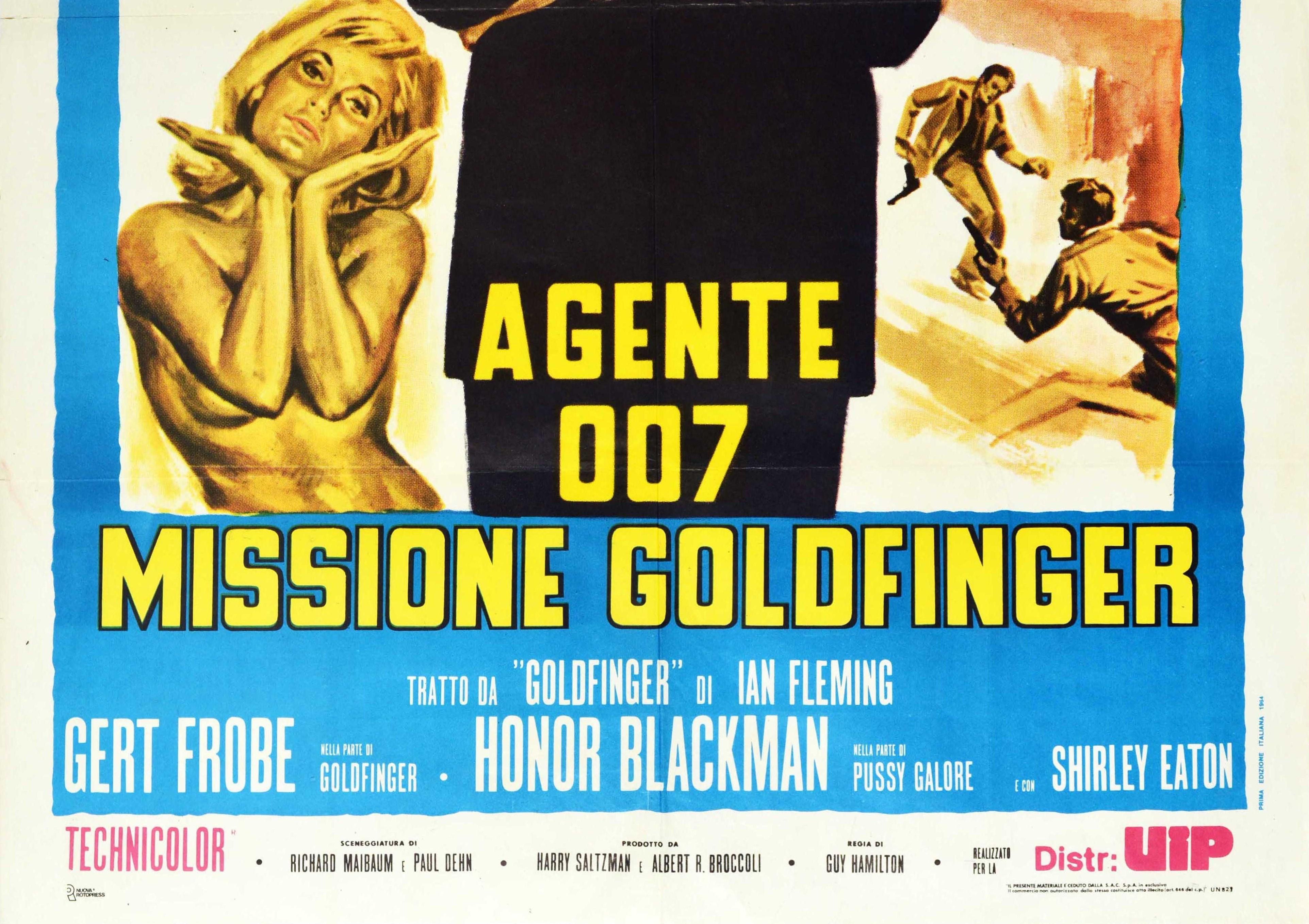 Original Vintage James Bond Filmplakat Agente 007 Missione Goldfinger, Neuauflage (Italienisch) im Angebot