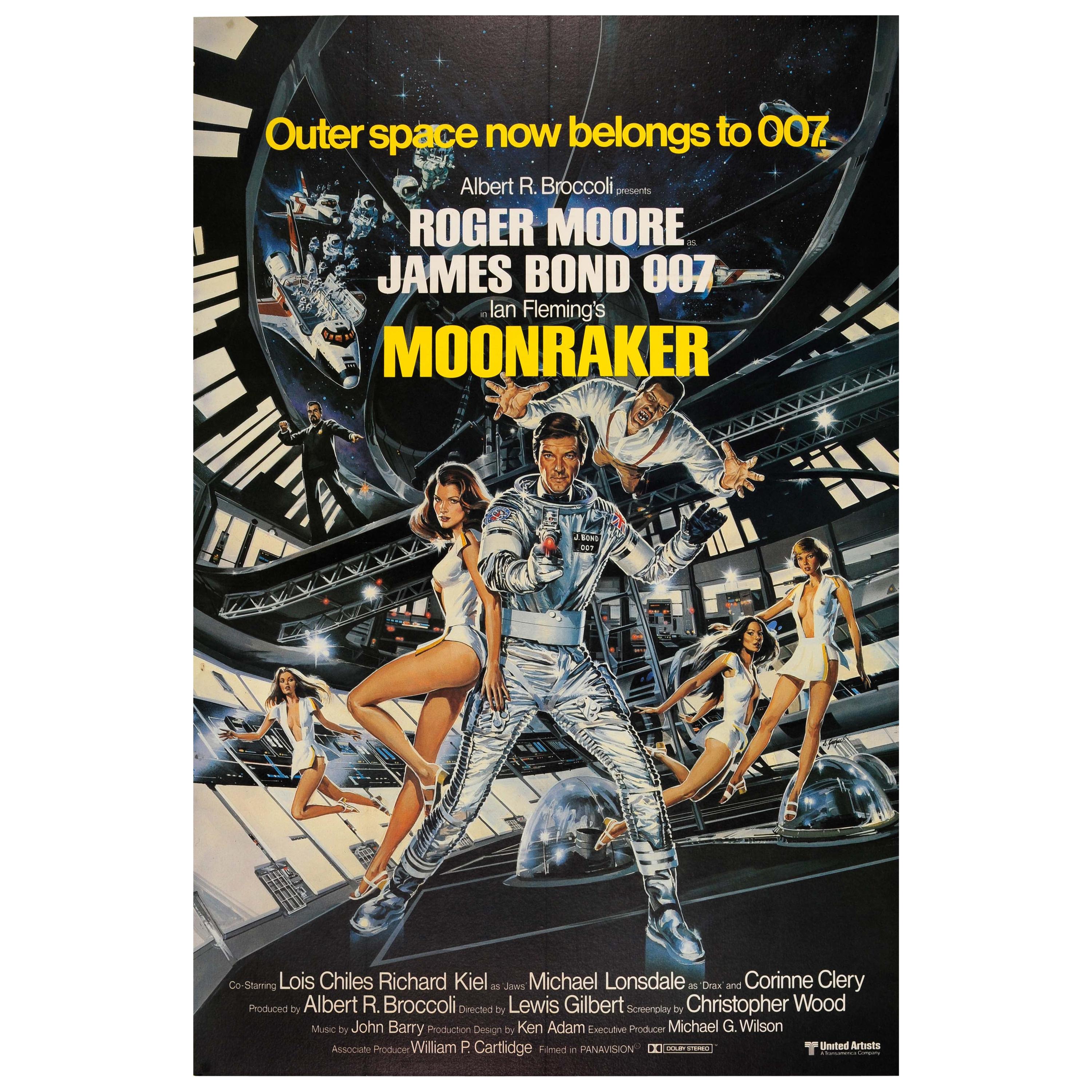 Original Vintage James Bond Film Poster Moonraker Outer Space Now Belongs To 007