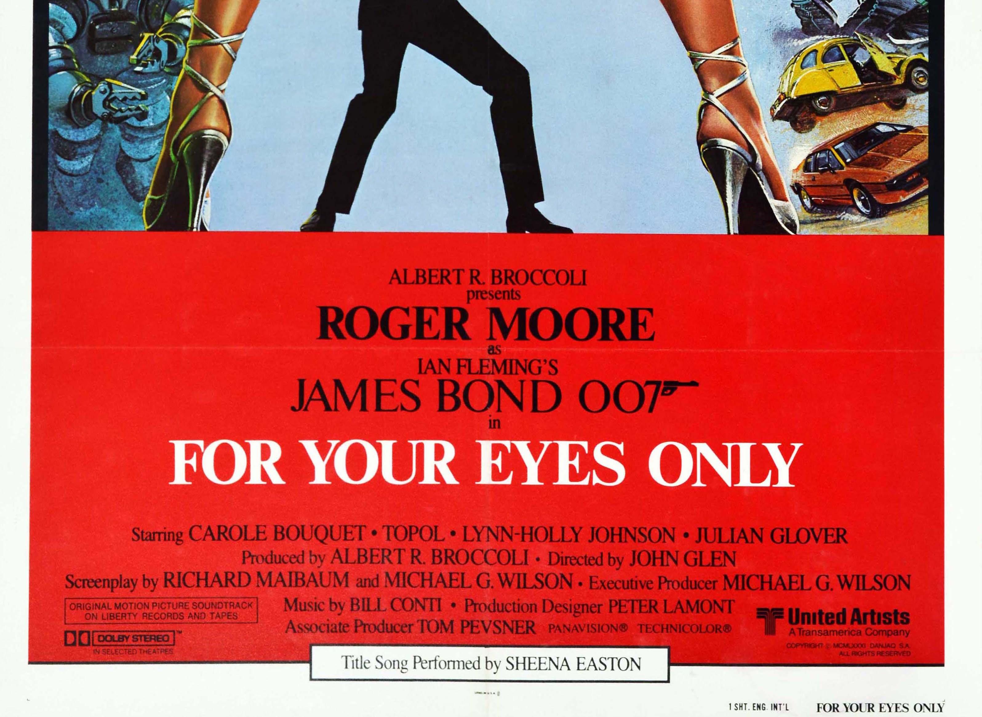 American Original Vintage James Bond Poster 007 For Your Eyes Only Roger Moore Movie Art