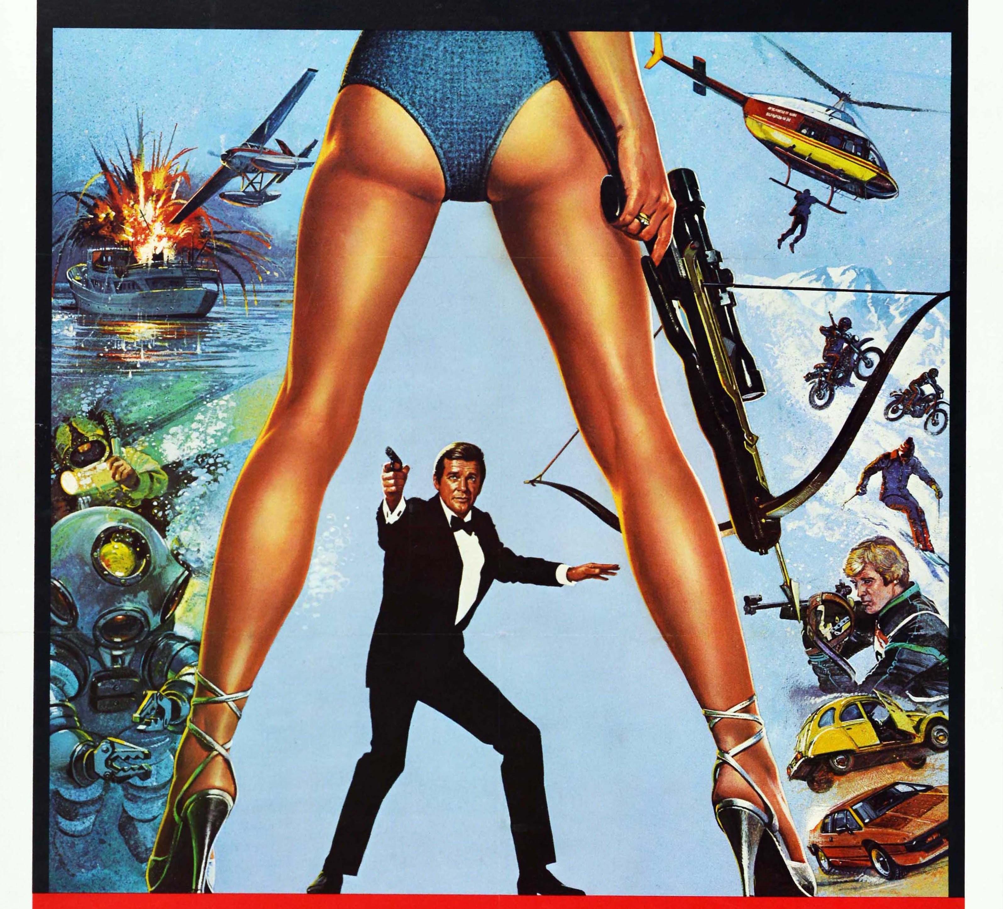 Original Vintage James Bond Poster 007 For Your Eyes Only Roger Moore Movie Art In Good Condition In London, GB
