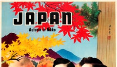 Original Vintage Japan Travel Poster Autumn In Nikko ft Country View River Hills