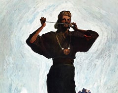 Original Vintage Japan Travel Poster Hokkaido Island Railway Music Volcano Lake