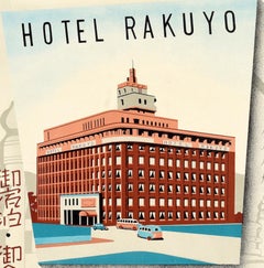 Original Vintage Japanese Travel Poster Hotel Rakuyo Kyoto Station Japan Asia