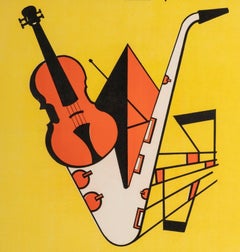 Dailles, Original Vintage Jazz Poster, Music Instruments Violin Saxophone, 1950