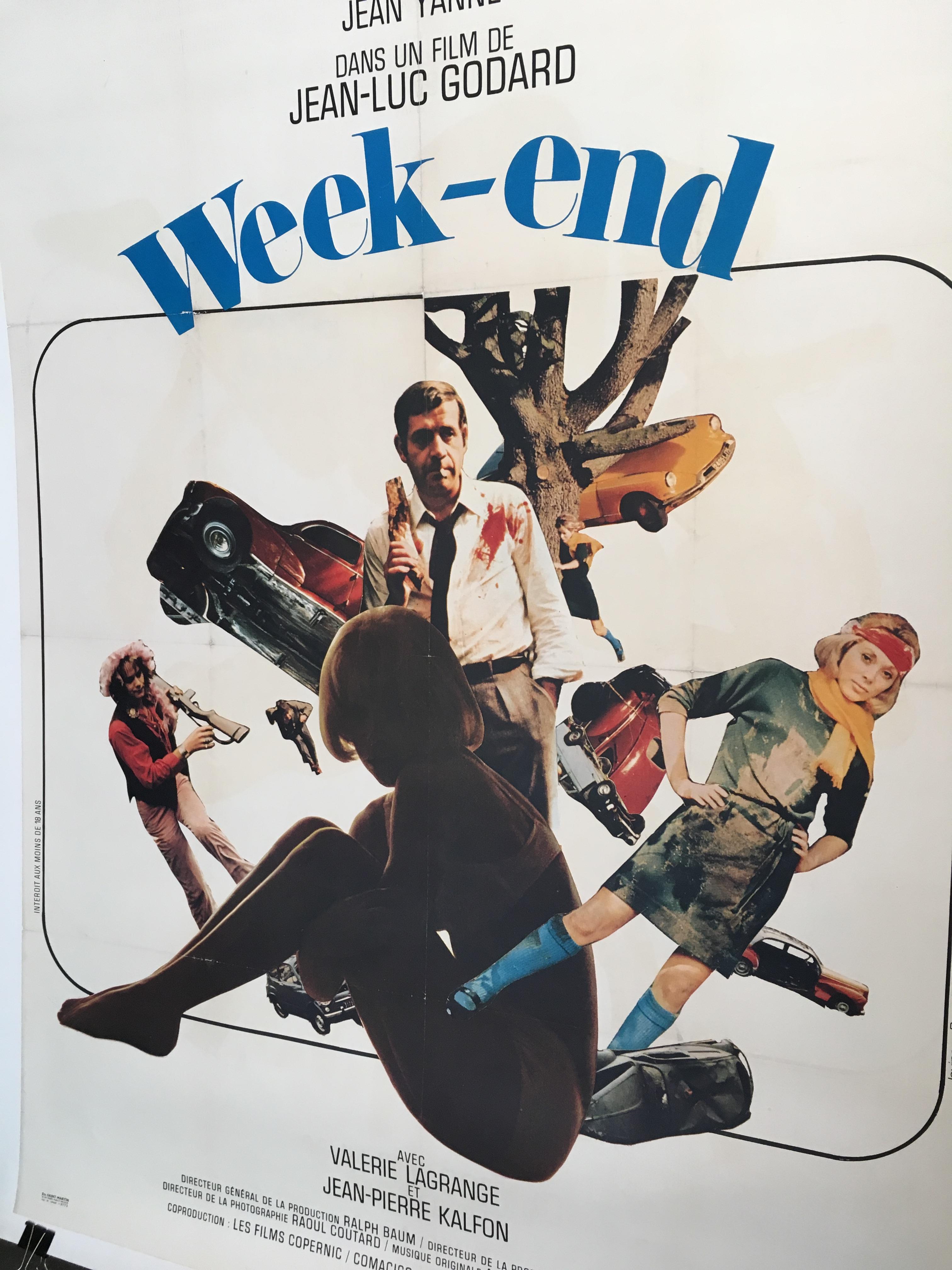 Mid-Century Modern Original Vintage Jean-Luc Godard French Film Poster 'Week-End':: 1967 en vente