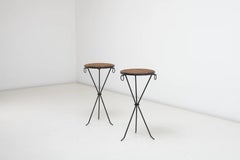 Original Vintage Jean-Michel Frank Rattan & Iron Guideron Tables Comte Argentina