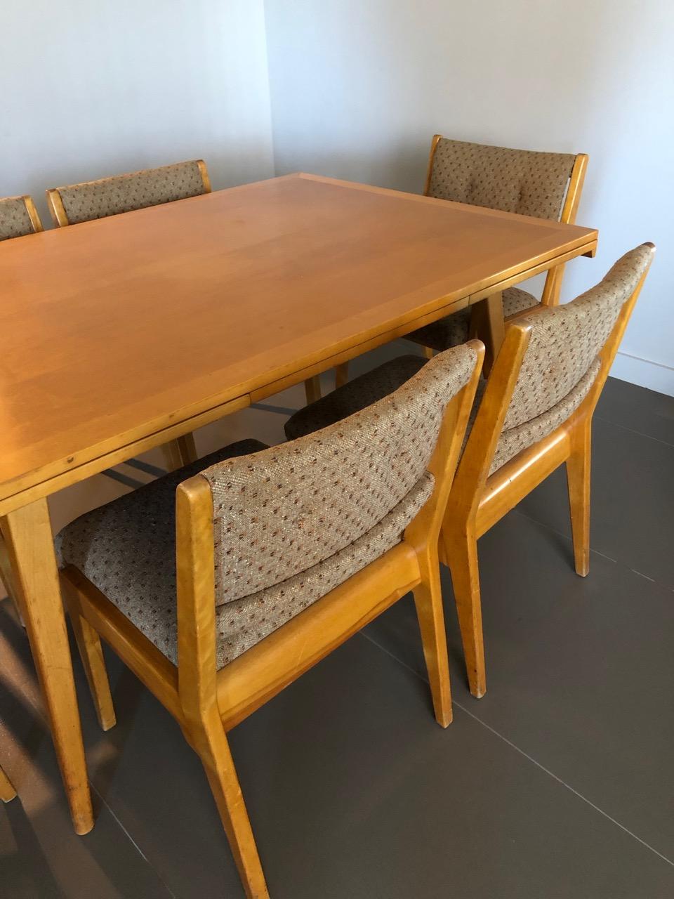 Mid-Century Modern Original Vintage Jens Risom Extension Dining Table with Six Chairs and Buffet