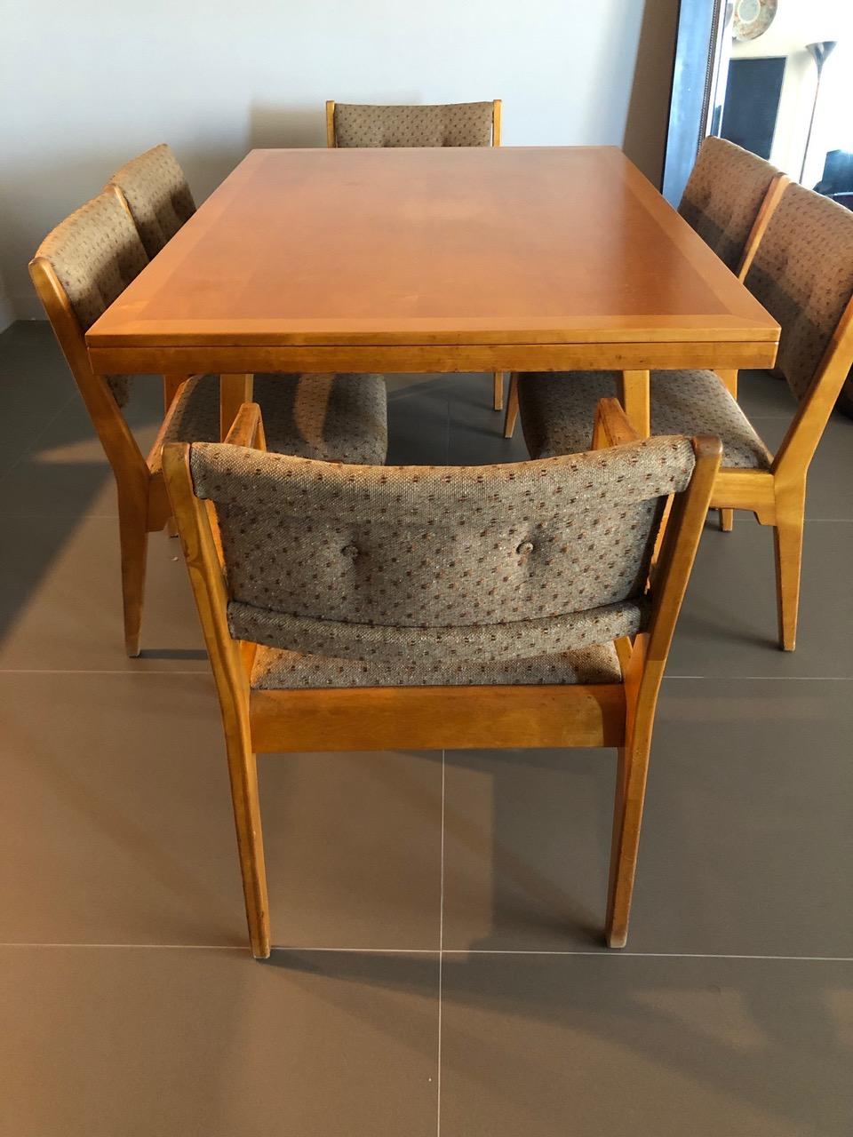 Mid-20th Century Original Vintage Jens Risom Extension Dining Table with Six Chairs and Buffet