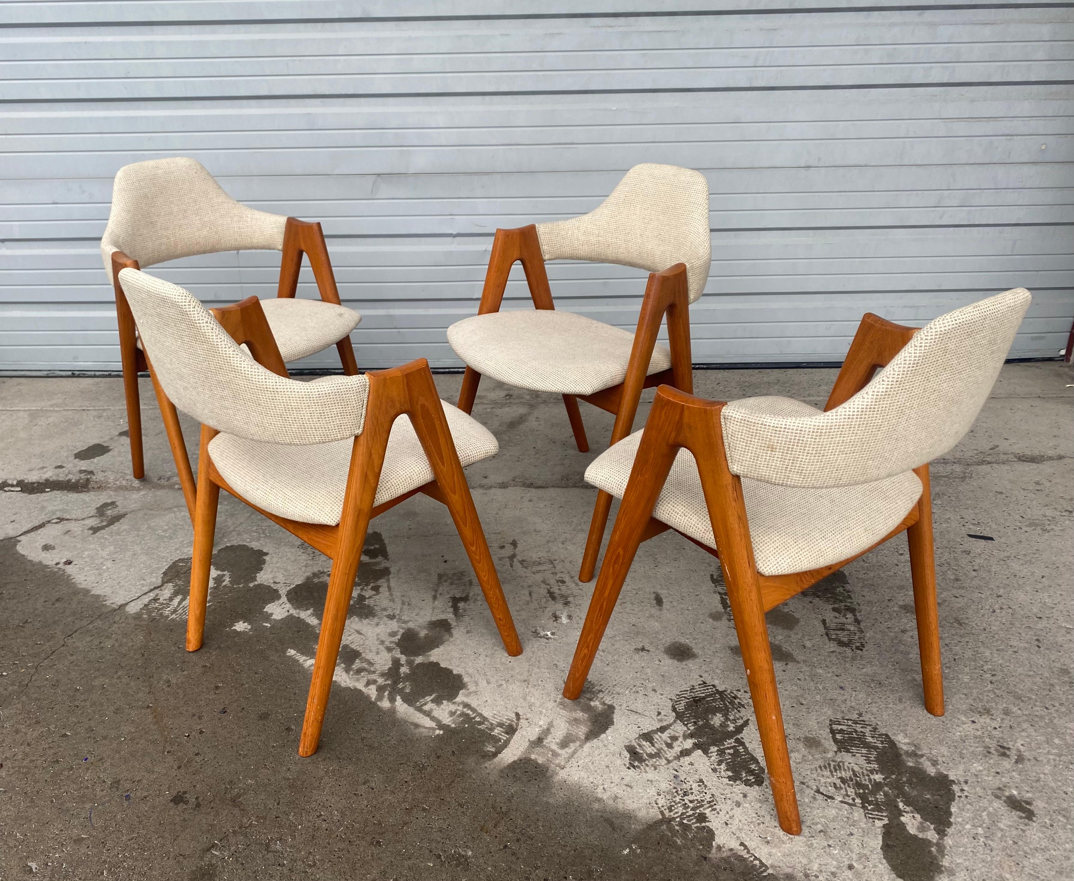 Scandinavian Modern Original Vintage Kai Kritiansen Compass SVA Mobler Chairs Set 4, Denmark