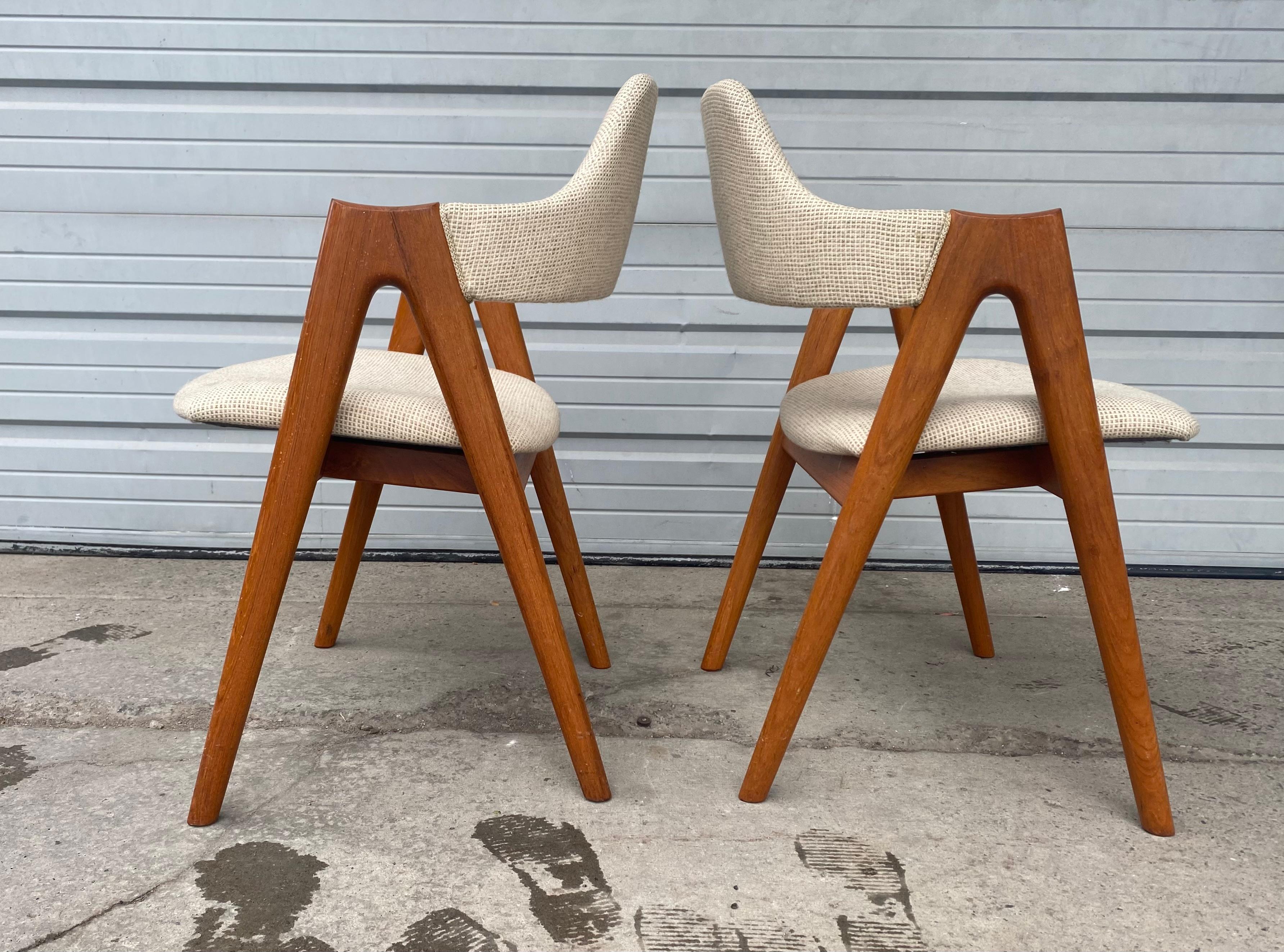 Fabric Original Vintage Kai Kritiansen Compass SVA Mobler Chairs Set 4, Denmark