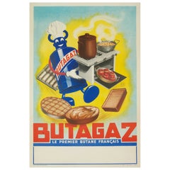 Original-Vintage-Keramikplakat, Butane Propane Gas, um 1950
