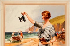 Original Vintage Kodak Camera Advertising Poster ft. Peinture de scène de plage d'été