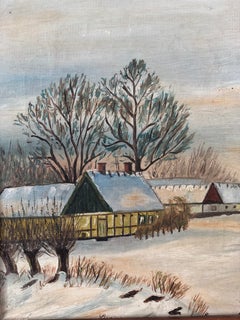 Original Vintage Landscape Cottage Oil Painting, circa 1960