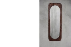 Original Vintage Large Mid-Century Scandinavian Modern Wooden Wall Mirror, 1950s