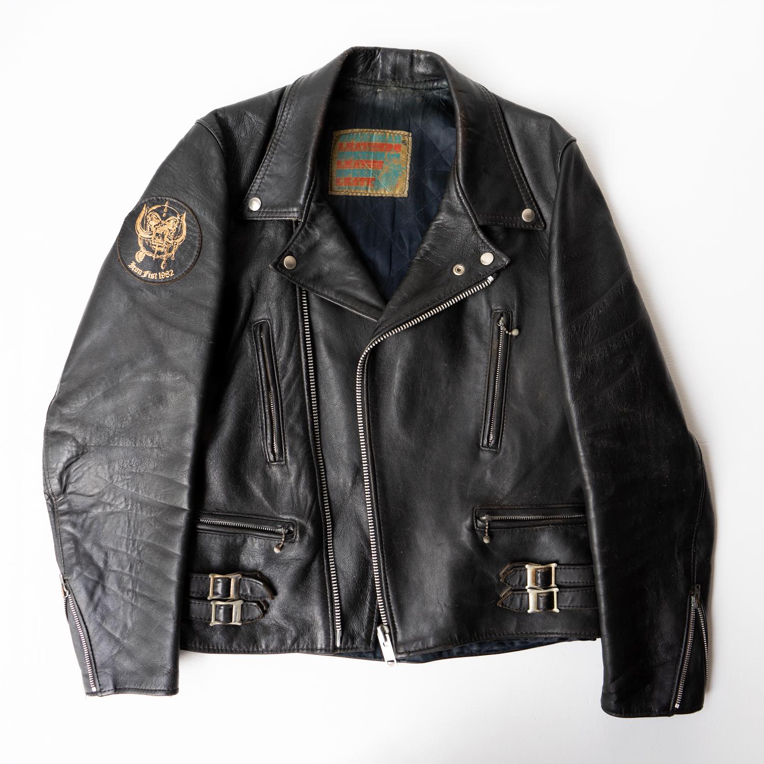 Original Vintage Leather Biker Jacket By Speedman Leathers, Motorhead Tour, 1982 In Good Condition In Bristol, GB