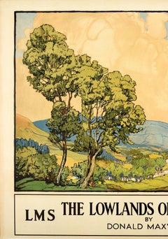 Original Vintage LMS Railway Poster The Lowlands of Scotland by Donald Maxwell