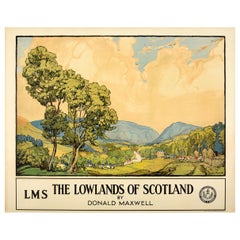 Original Vintage LMS Railway Poster The Lowlands of Scotland by Donald Maxwell