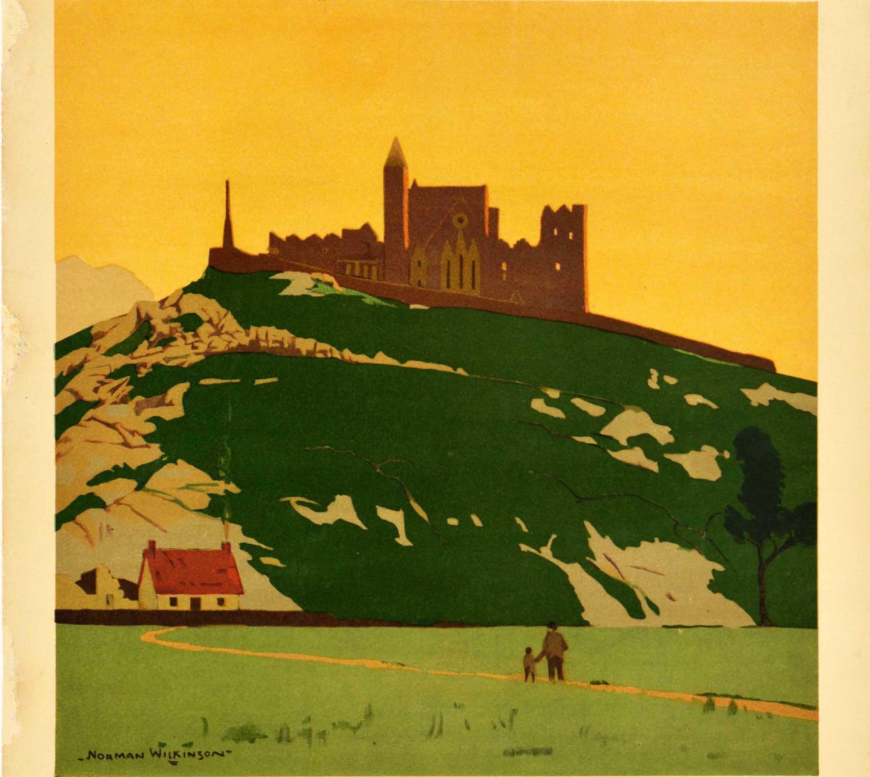 Original Vintage LMS Railway Travel Poster Rock Of Cashel Ireland For Holidays In Good Condition In London, GB