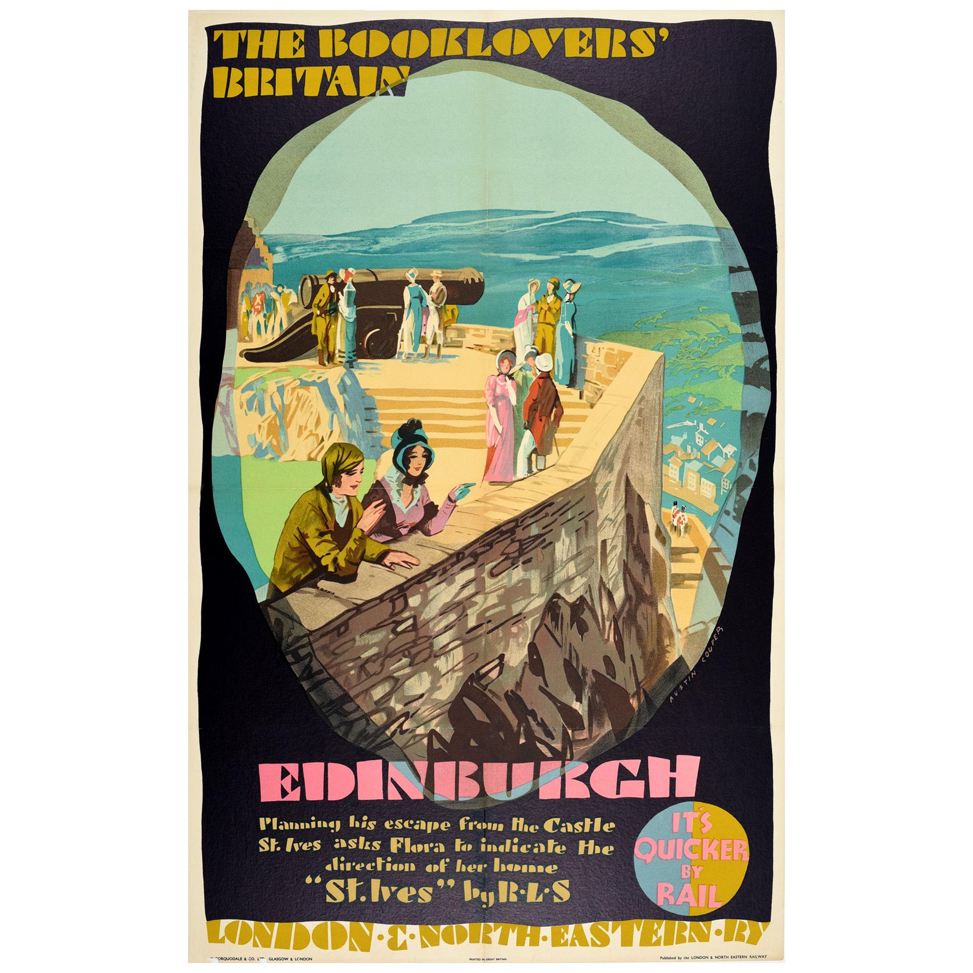 Original Vintage LNERailway Poster Booklovers Britain Edinburgh Castle Stevenson