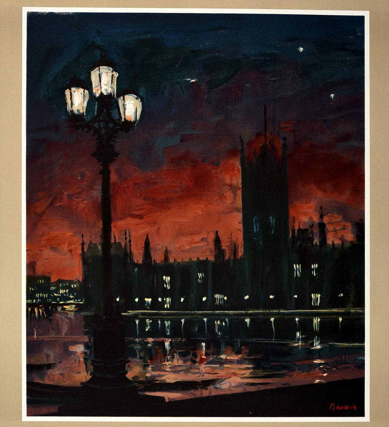 British Original Vintage London Electricity Board Poster The Power Of London Parliament